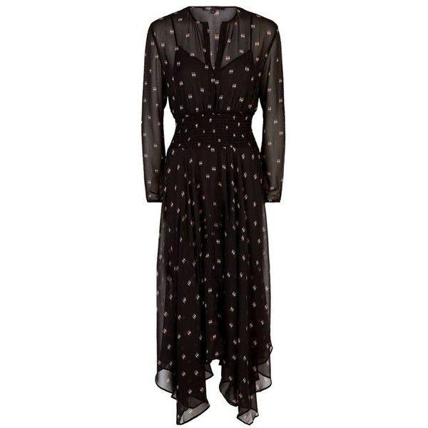 Make Black Printed Chiffon Ramini Dress