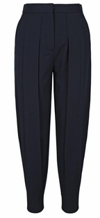Chelsea Navy Blue Wool Front Pleat Tapered Trousers