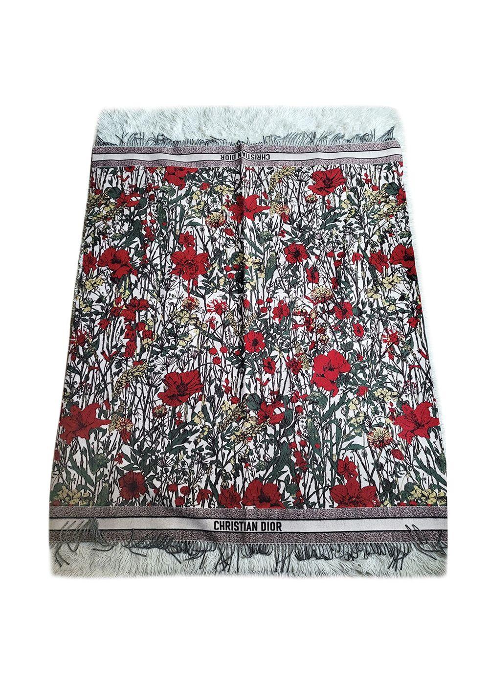 Dior Virgin Wool Tapestry Floral Throw