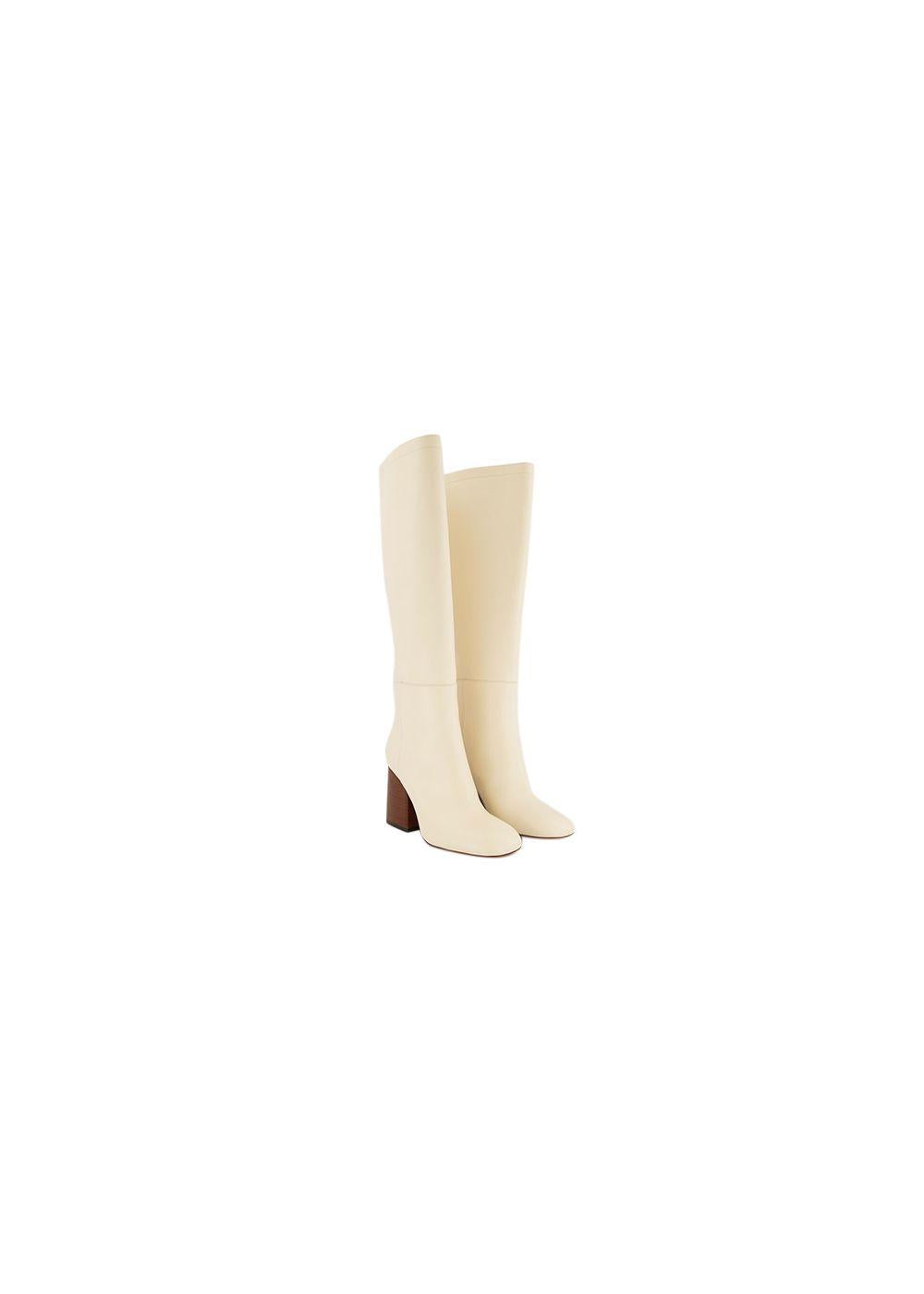 Ivory Leather OTK Boots