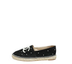 Chanel Black Suede Pearl Embellished Espadrilles