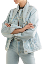 Scarf Frayed Denim Jacket