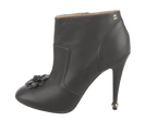 Chanel Grey Ankle Boots with Floral Applique Detail