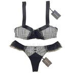 Chantal Thomass Black & White Tartan Check Bra & Thong Set