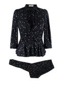 Balenciaga Runway Black Spandex Sparkle Print Top & Pants