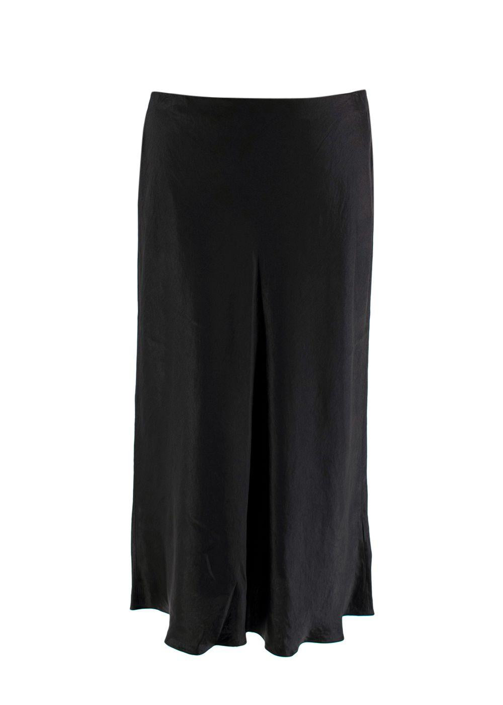 Vince Black Satin Midi Skirt
