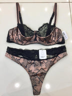 Aubade Art Deco Satin Bra & Tanga Set