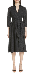 Michael Kors Black Polka Dot Wrap Front Dance Dress