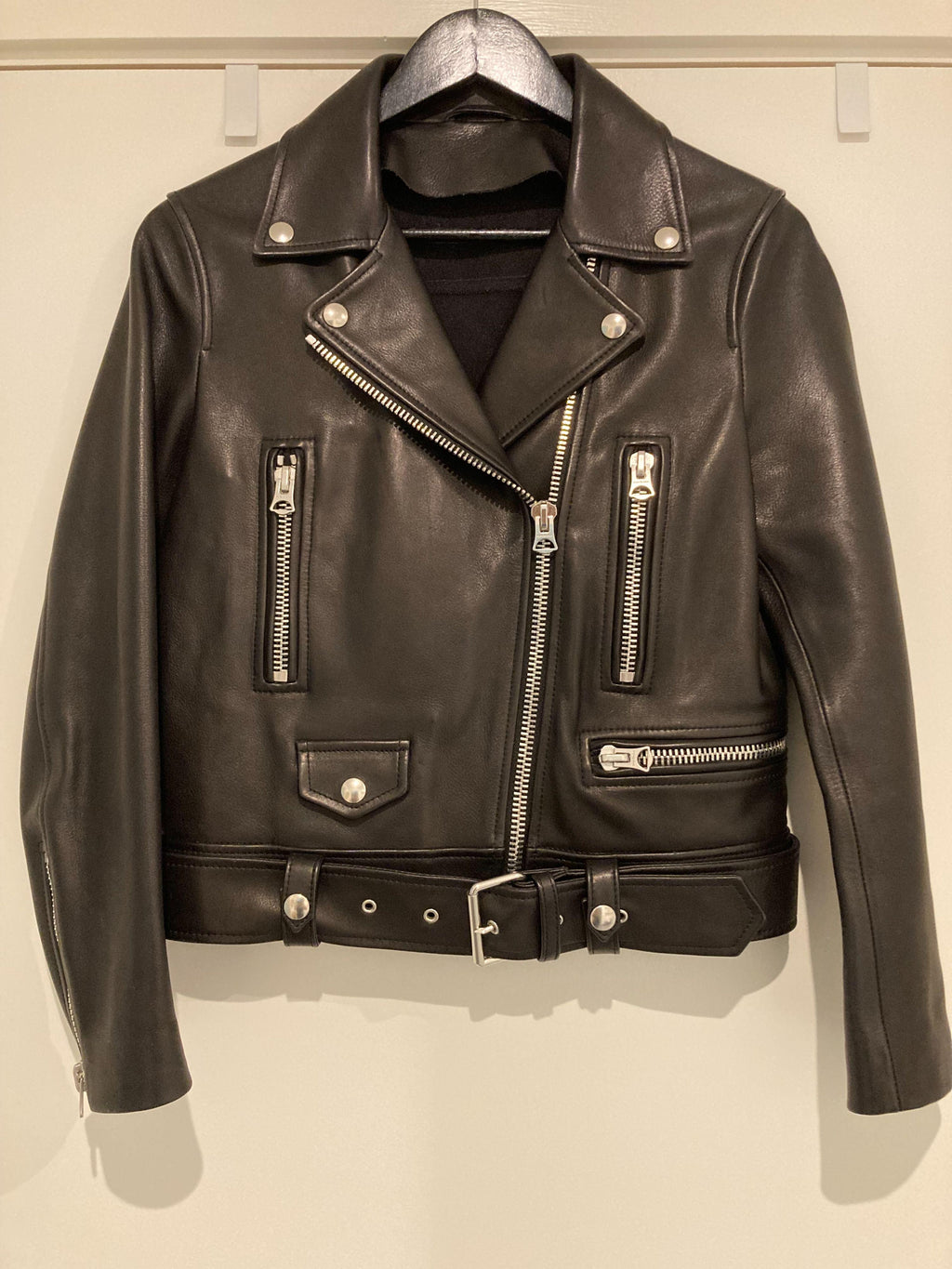 Mock leather biker jacket