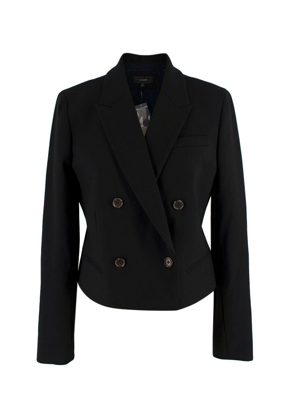 J Crew Black Cropped Double Breasted Blazer