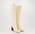 Ivory Leather OTK Boots
