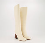 Ivory Leather OTK Boots