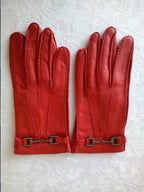 Gucci Red Leather Horsebit Gloves