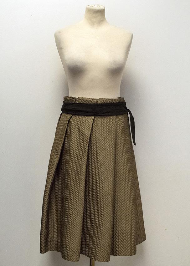 Biryukov Brown Full Skirt with Black Waist