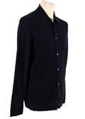 navy wool long sleeved cardigan