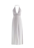 Toteme Plunge-Neck Gathered Silk Maxi Dress