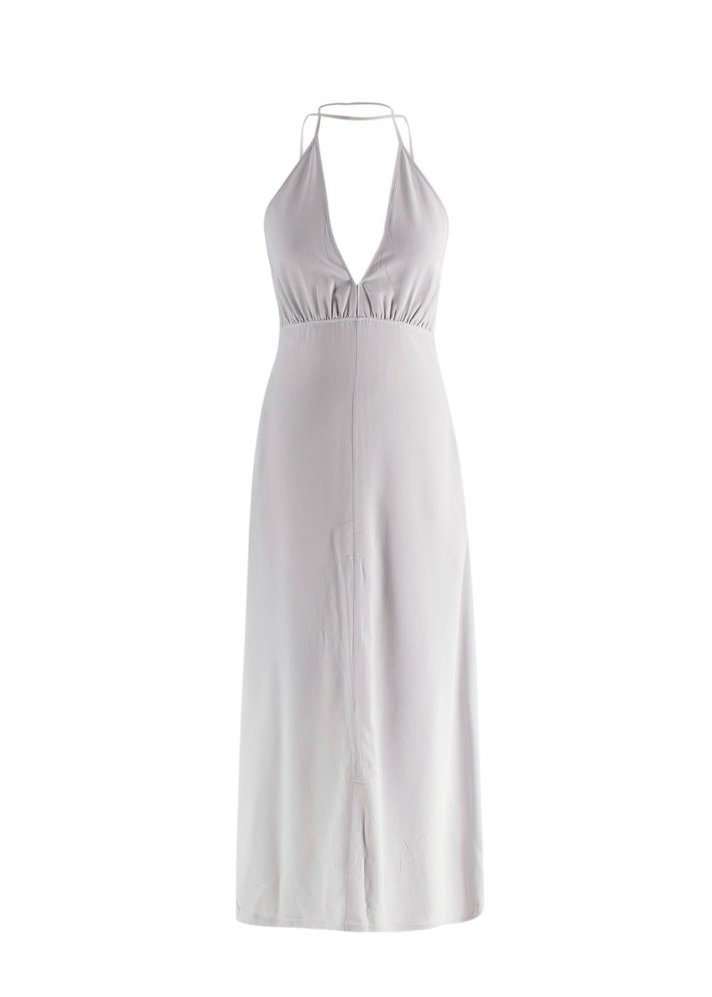 Toteme Plunge-Neck Gathered Silk Maxi Dress