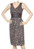 Laurel Cream, Brown & Black Graphic print pencil dress.