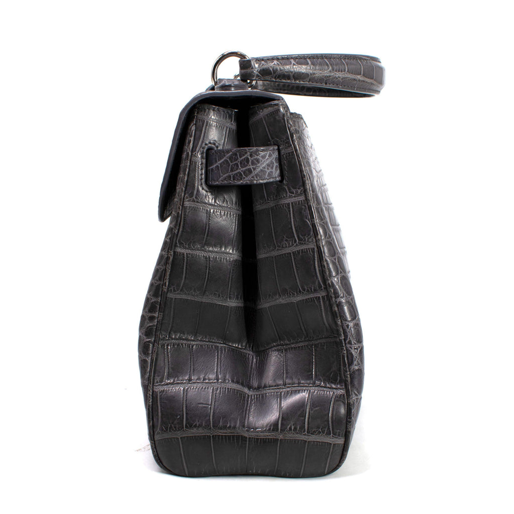 Asprey Grey Crocodile Leather Private Collection Handbag