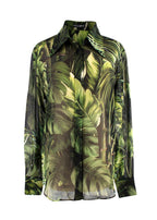 Dolce & Gabbana Green Banana-leaf print Silk Blouse