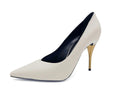 White Leather Priscilla Pumps