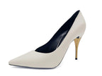 White Leather Priscilla Pumps