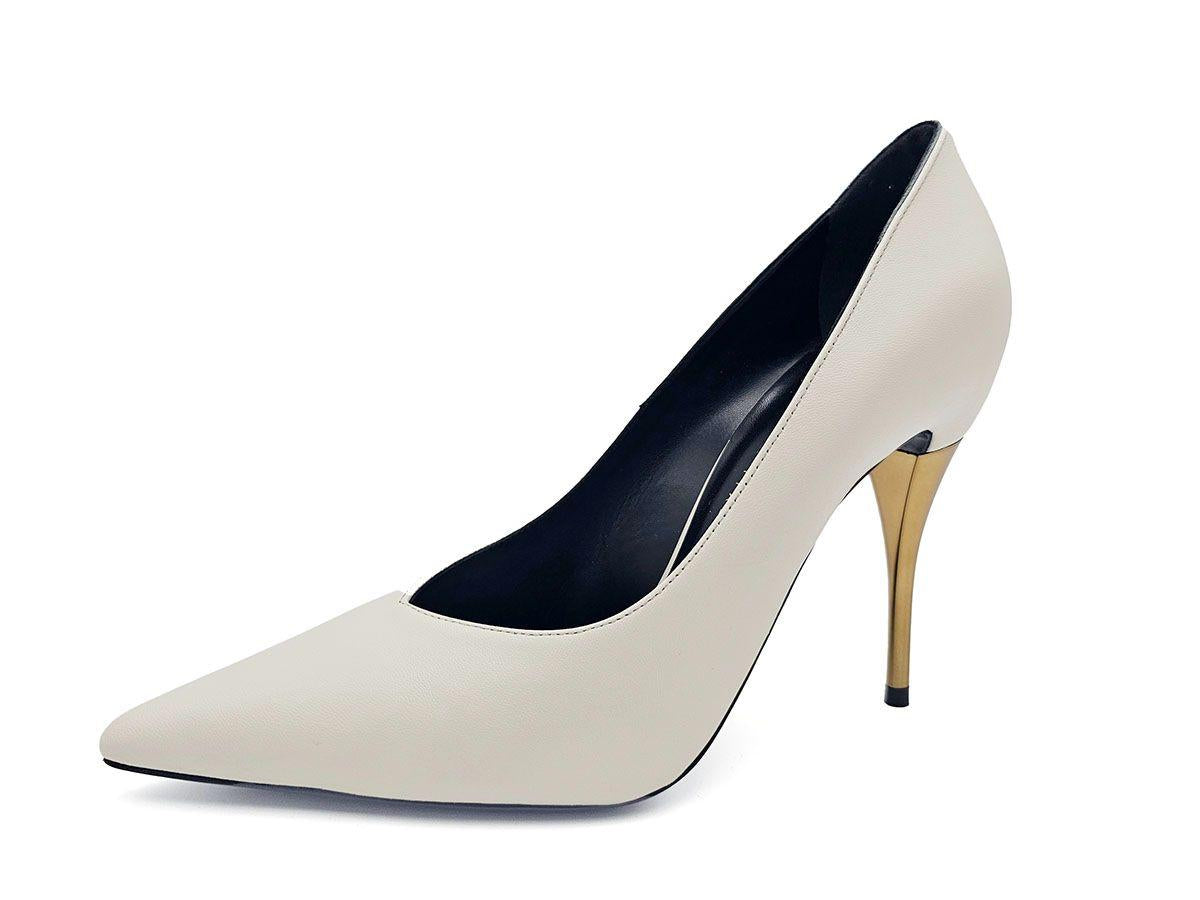 White Leather Priscilla Pumps