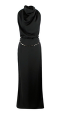 The Attico Black Chain Embellished Open-Back Satin Gown