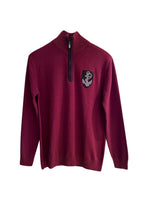 Crest Detail Red Quarter Zip Jumper