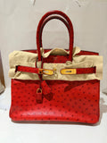 Hermes  Red Ostrich Birkin 30