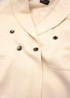Loro Piana Cream Double Breasted Linen Blazer