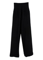 Racil Black High Rise Double Button Wide Leg Trousers