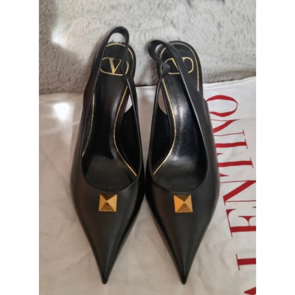 Valentino Black Slingback Heeled Sandals