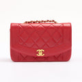 Red Lambskin Quilted Diana Flap Bag