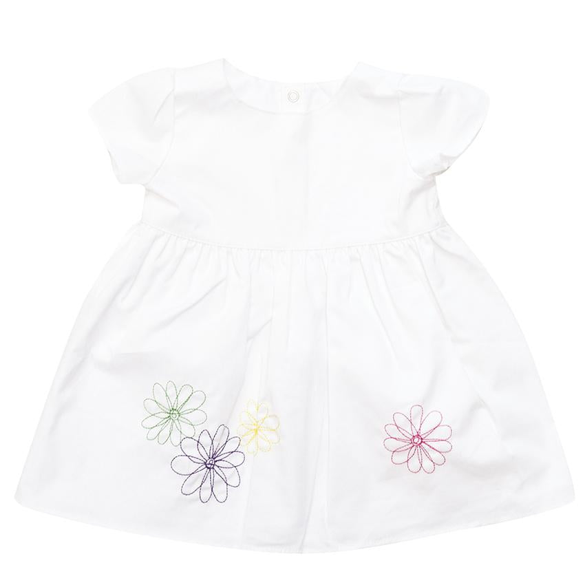 2 Angels girl's white dress with embroidered flowers