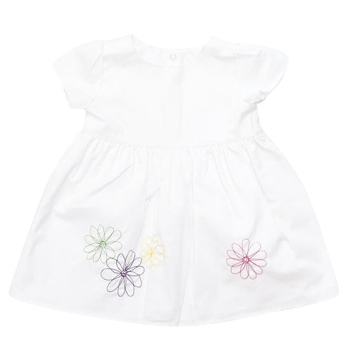 2 Angels girl's white dress with embroidered flowers