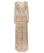 Monique Lhuillier 3D Floral Embroidered Dress