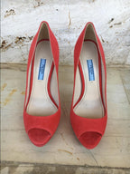 Prada Suede Peep-Toe Pumps