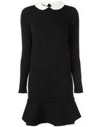 VALENTINO BLACK KNIT DRESS WITE PETER PAN COLLAR SZ M
