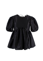 Black Puff Sleeved Tie Back Blouse