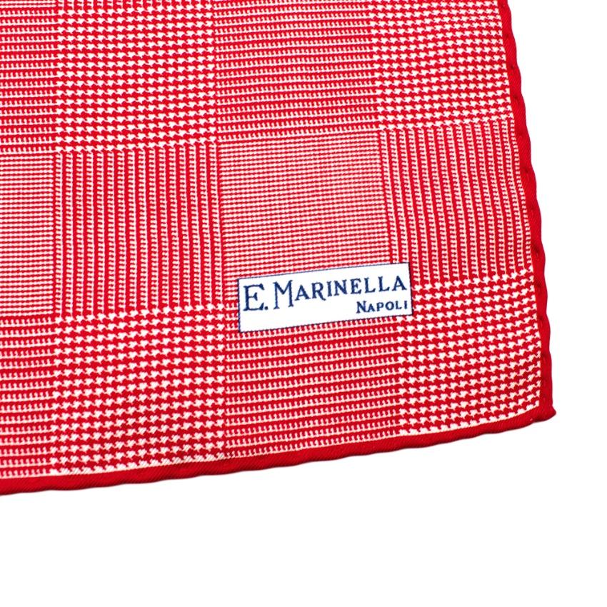E.Marinella Red Silk Checkered Pocket Square
