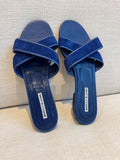 Manolo Blahnik Blue Suede Flat Sandals