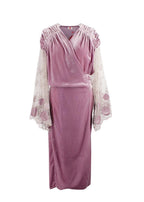 Elegant Embroidery Pink Velvet Wrap Kaftan