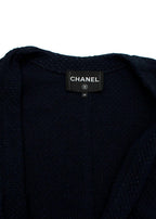 Chanel Navy Cotton Tie Front Cardigan