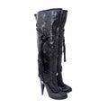GALLIANO Black Python Leather Thigh High Boots