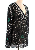 See By Chloe Black Polka Dot Linen blend Sheer Blouse