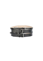 black leather multi-buckle waist belt 70