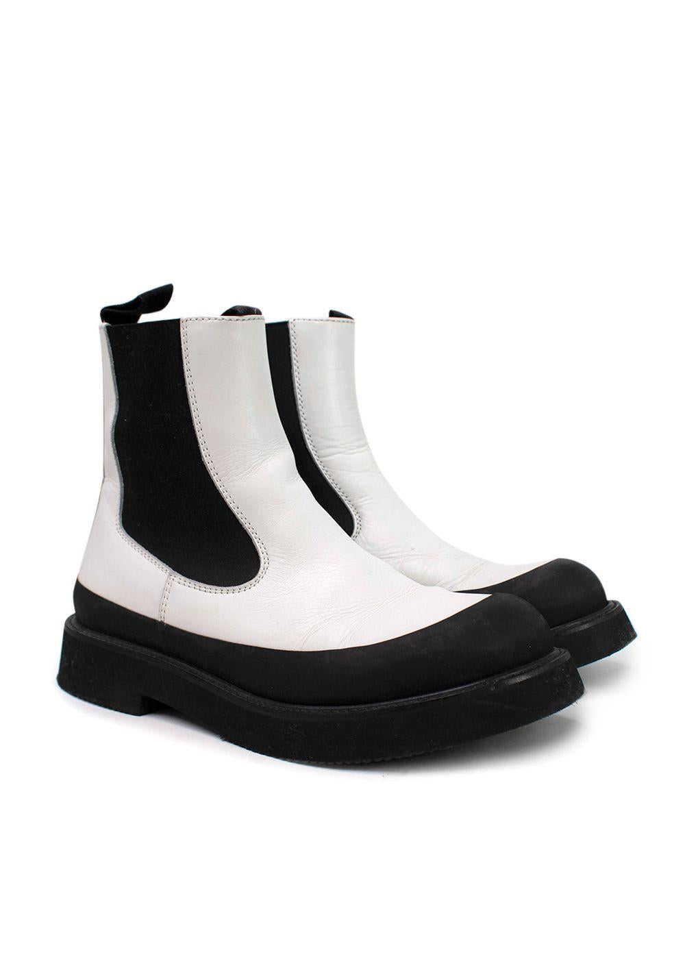 Celine White & Black Chelsea Ankle Boots