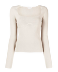 Nanushka Beige Fine Knit Long Sleeve Top