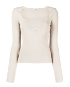 Nanushka Beige Fine Knit Long Sleeve Top